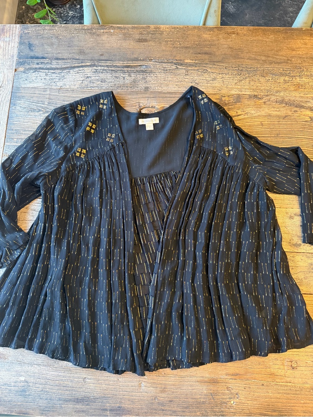 Monsoon Black Tunic with Gold Thread Detail